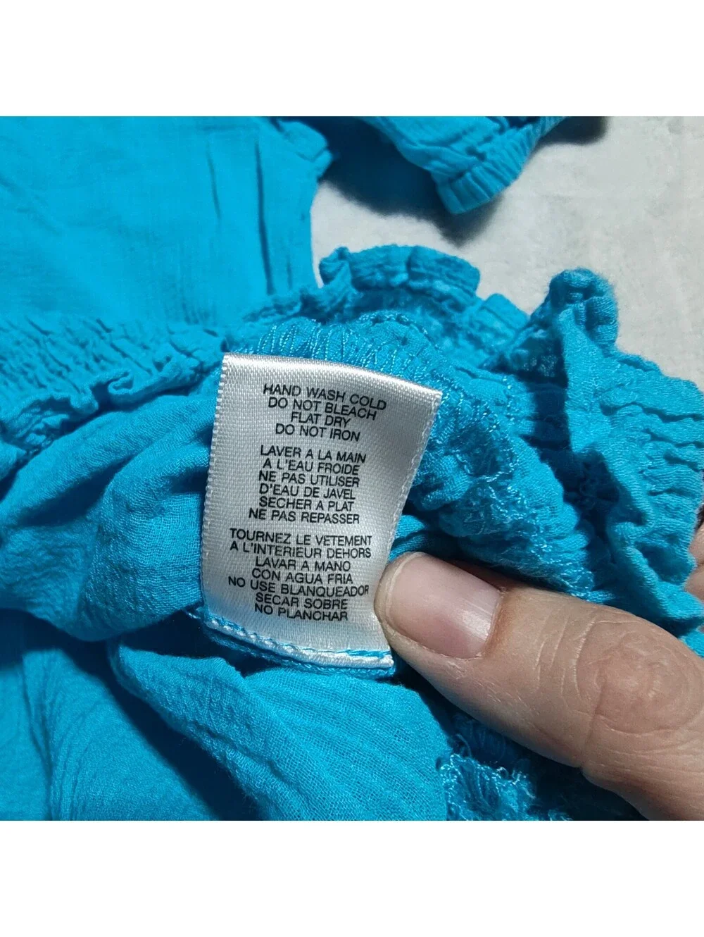 Michael Kors Turquoise aqua off shoulder peasant top w smocked waist euro summer
